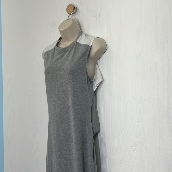 English Factory - Grey And White Sleeveless Button And Scoop Back Maxi Dress M - Picture 5 of 11